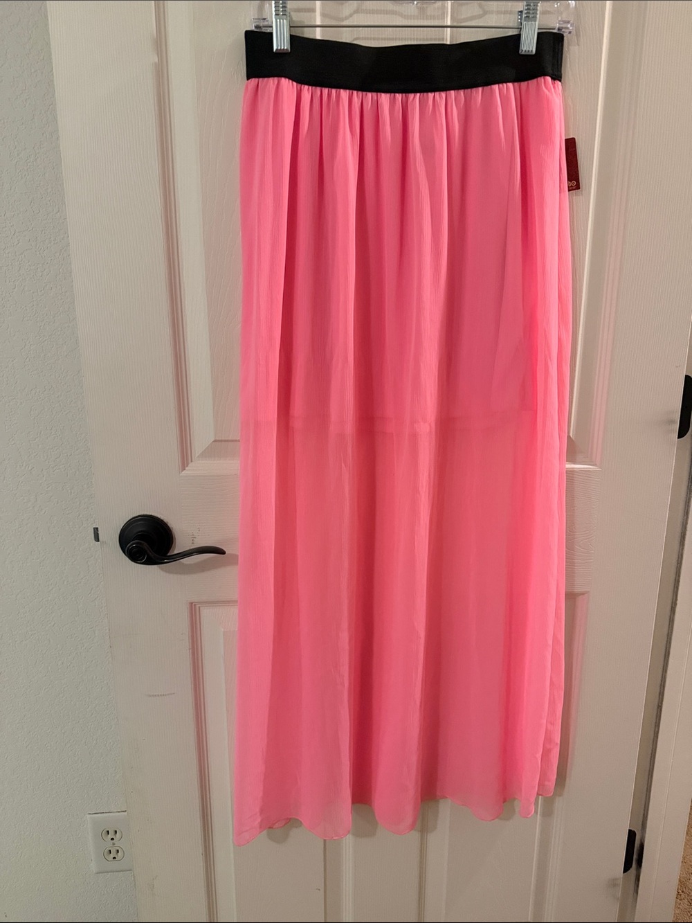 NOBO Hot Pink Maxi Skirt with Black Waistband